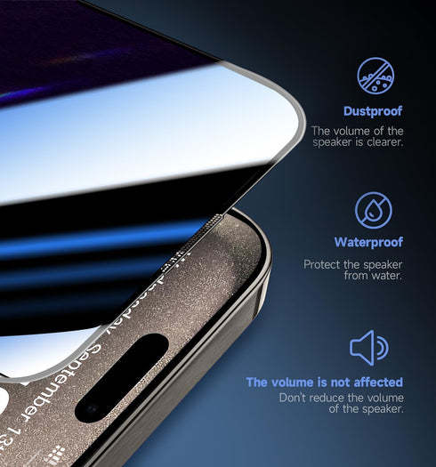 MAGIC JOHN 2 Pack for iPhone 15 Pro Max 6.7 inch Privacy Glass Screen Protector, Auto Dust-Elimination Installation, Bubble Free, HD Clear, Easy I...